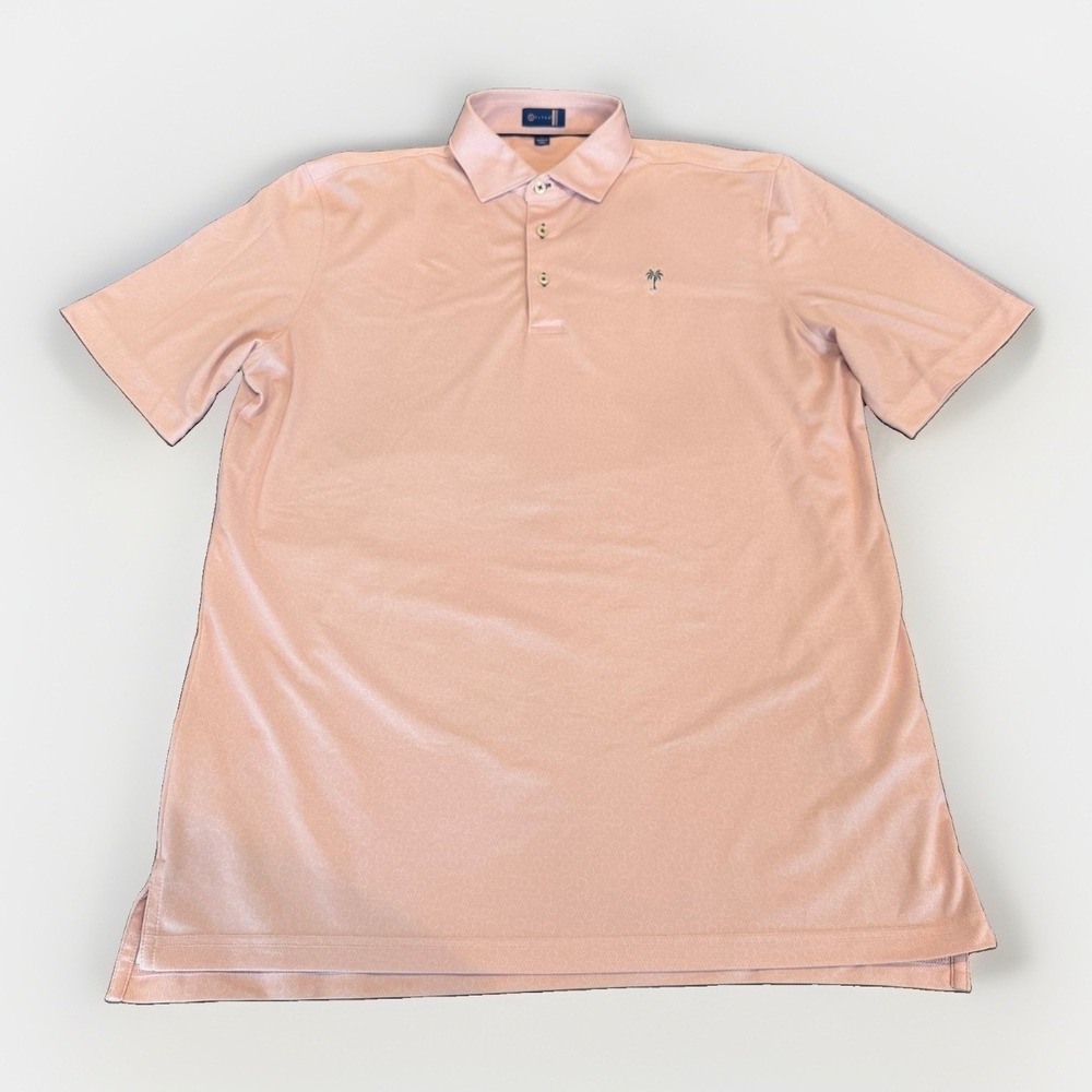 STITCH Mens Large Golf Polo Shirt Pink AOP‎  Summer Active Geometric
